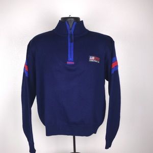 Obermeyer Men’s Sport Style Vintage 1/4 Zip Blue Retro Pullover Sweater Sz M